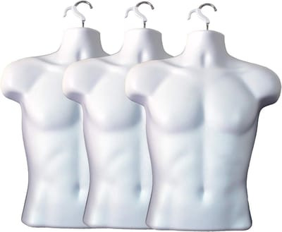Mannequin Torso Jurkvorm - Paspop Lichaam - Kleding Presenteren - Holle Rug Ontwerp - 3 Stuks - Wit