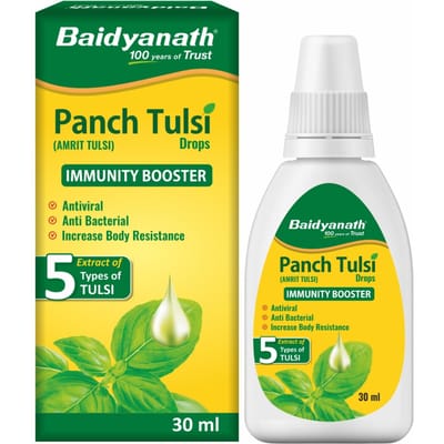 Baidyanath Ayurved Panch Tulsi Druppels 30 ml Natuurlijke Immuunbooster Met Vijf Soorten Tulsi Voor Detox En Dagelijks Welzijn