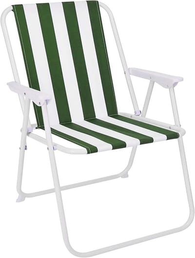 Opvouwbare Campingstoel voor Tuin en Strand in Groen-Wit Gestreept