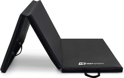 Hop-Sport oefenmatrasmat opvouwbare turnmat HS-095FM - zachte vloermat voor thuis 183x90x5cm - fitnessmat, turnmat met handvatten en klittenbandsluiting, dikte 5cm - zwart
