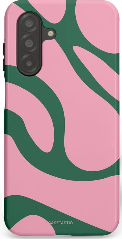 Casetastic hoesje geschikt voor Samsung Galaxy A26 - Dubbellaagse bescherming - Groen Roze Dansende Vormen - Fashion Case - Lichtroze Donkergroen