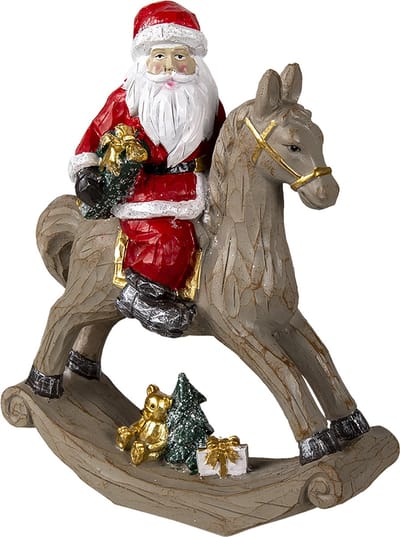 Clayre & Eef Beeld Kerstman 25x11x30 cm Bruin Rood Polyresin Woonaccessoires
