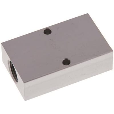 2xG 3/8'' x 2xG 1/8'' Aluminium Verdeelblok Eenzijdig 16 Bar