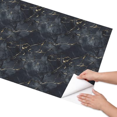 Coloray Meubel Wrap Folie - Zwart Meubelfolie - 65x130 cm - Wrapfolie Keuken Marmerpatroon - Decoratiefolie - Luxueus Meubelfolie - Meubel Wrap Folie - Woonkamer decoratie - Texturen