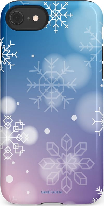 Casetastic hoesje geschikt voor Apple iPhone SE / Apple iPhone 7 / Apple iPhone 8 - Dubbellaagse bescherming - Winterse Sneeuwvlokken - Fashion Case - Lichtblauw Lavendel Lichtgrijs Lichtroze