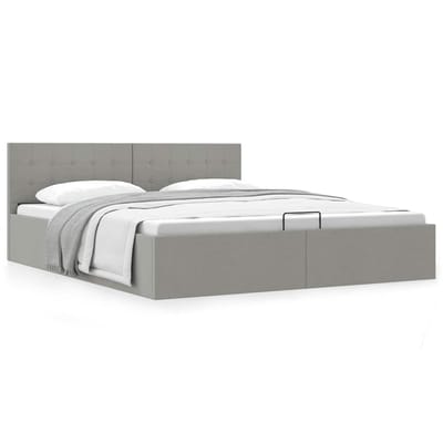 vidaXL - Bedframe - met - hydraulische - opslag - stof - lichtgrijs - 180x200 - cm