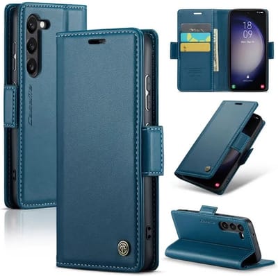 CaseMe Wallet Case met RFID Bescherming en Magneetsluiting voor Samsung Galaxy S23 _ Blauw