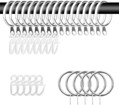 MTTProducts - Metal Curtain Rings - 40 Stuks - Perfect voor Gordijnen en Douchegordijnen - 30mm Binnen Diameter - Zilver - Sterke Bevestiging - Geschik...