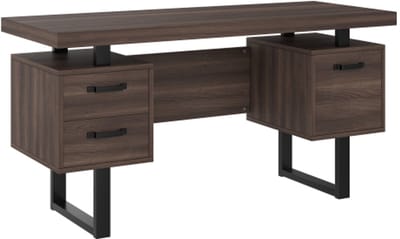 135 x 54 cm eenvoudig bureau, MDF en stalen buizen, stille lade, lade voor hangmappen, ruim bureaublad, efficiënte opbergruimte, bruin