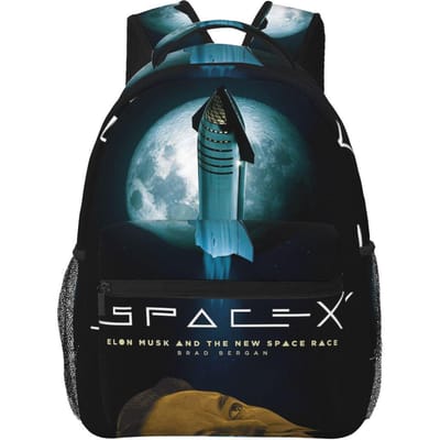 Musk SPACE X Ruimteverkenning Mars Raket Starship Student Rugzak Schooltas Dagrugzak voor Mannen Vrouwen Boekentas Schoudertassen One Size black