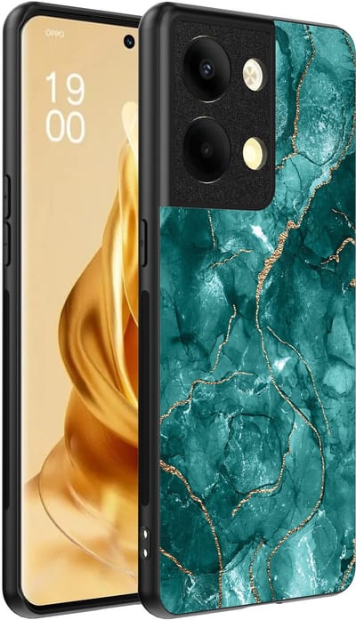 Smartphonica Telefoonhoesje Geschikt voor Oppo Reno 9 Pro Plus met marmer opdruk - TPU backcover case marble design - Goud Groen geschikt voor Oppo Reno 9 Pro Plus