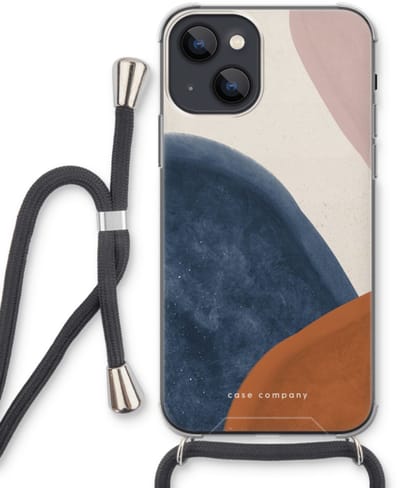 Case Company® - Hoesje met koord geschikt voor iPhone 13 mini hoesje met Koord - Geo #1 - Telefoonhoesje met Zwart Koord - Bescherming aan alle Kanten en Over de Schermrand