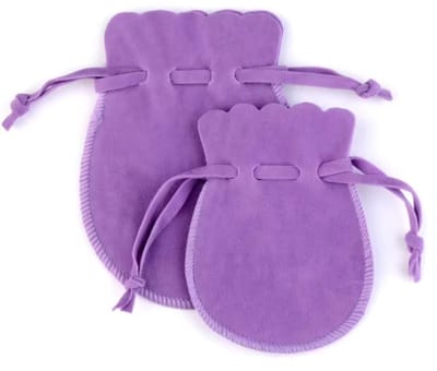 5 LUXE velours / fluwelen zakjes Lila rond S