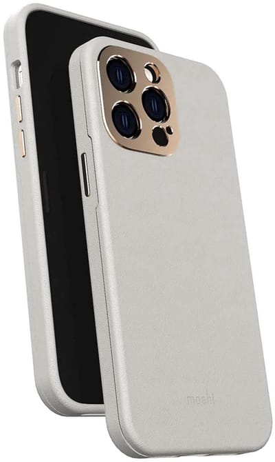 Moshi, Hoesje Geschikt voor Apple iPhone 14 Pro Max MagSafe Ultra-resistent met Metalen Knoppen, Grijs