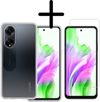 Hoesje Met Screenprotector - Geschikt voor OPPO A98 - Sterk & Shockproof - Back Cover - Siliconen Case - Telefoon Hoes - Transparant