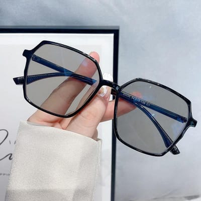 Fotochromatische Kleurveranderende Zonnebril Dames Anti Blauw Licht Grote Montuur Bril Verloop Myopie Bril 0