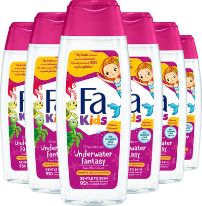 Fa - Kids - Mermaid - Douche & Shampoo - Douchegel - Voordeelverpakking - 6 x 250 ml