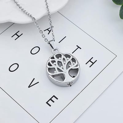 Luxe Ashanger - met Ketting - Voor As, Haren of Parfum - Assieraad - As Ketting - Gedenksieraad - Urn - Incl. As vuller en Opbergzakje - Luxury Tree