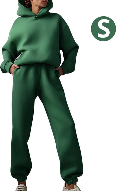 Bovista Joggingpak Dames - Huispak - Trainingspak - Volwassenen - Capuchon - Jogging Pak - Joggingspak - Donker Groen - Maat S