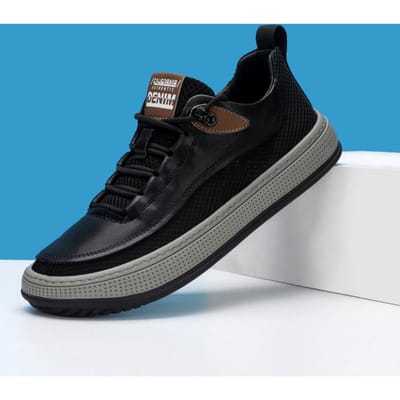 Zomer Ademende Heren Casual Schoenen Eenvoudige Grote Neus Leren Schoenen Clown Casual Witte Schoenen 44