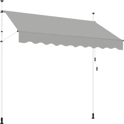 Yaheetech Klemzonnescherm 250 x 180 cm - Hoogte 210-300 cm - Handzwengel - Lichtgrijs