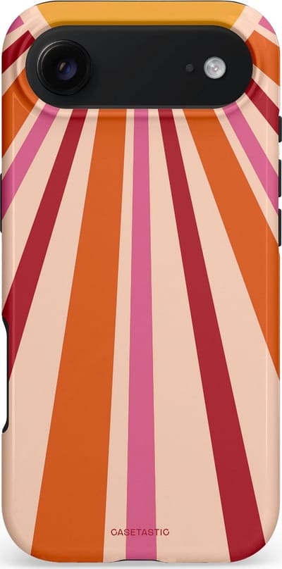 Casetastic hoesje geschikt voor Apple iPhone Air - MagSafe - Dubbellaagse bescherming - Retro Zonnestraal - Fashion Case - Wit Perzik Bordeaux Zand