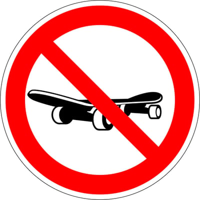 Verboden te skateboarden sticker 50 mm - 10 stuks per kaart
