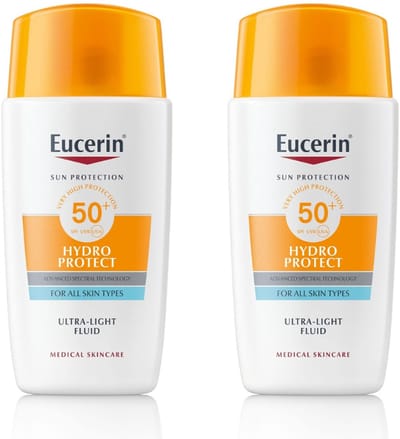 Eucerin Sun Hydro Protect Ultralichte Fluid Zonnebrand Gezicht - SPF 50+ - Zonbescherming - 50 ml - Voordeelverpakking