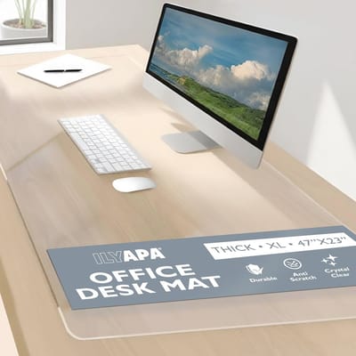 Bureaumat 47 x 23 inch - Helder Gestructureerd Kunststof Desk Pad voor Thuis en Kantoor