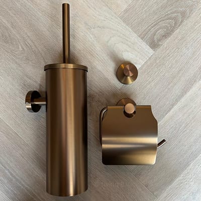 Toiletaccessoireset Koper 3-delig - Luxe Toilet Set - Toiletborstel met Houder - Toiletrolhouder met klep - Handdoekhaak - Toilet accessoires koper