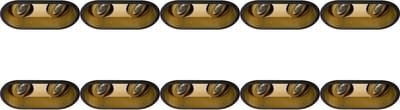 Spot Armatuur 10 Pack - Pragmi Zano Pro - GU10 Inbouwspot - Ovaal Dubbel - Zwart/Goud - Aluminium - Kantelbaar - 185x93mm