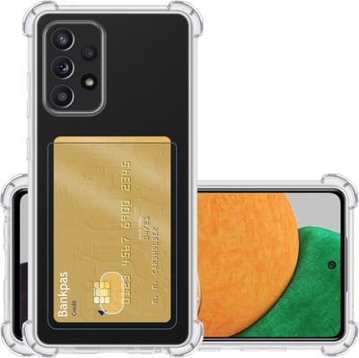 Hoesje - Geschikt voor Samsung Galaxy A52s 5G - Met Pashouder en Kaarthouder - Telefoon Hoes Shockproof - Siliconen Case - Back Cover - Shock Proof - Pasjes Houder - Transparant