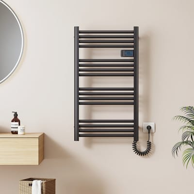 EMKE Elektrische Handdoekradiator - Met Smart Thermostaat - Mat Zwart - 96x54 cm - 500W - Badkamer Radiator - Elektrische Radiator