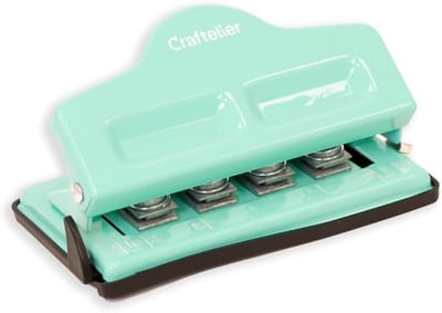 4-gats disc perforator voor papier en planners - geschikt voor scrapbooking en crafting - capaciteit 3 vellen 90 g/m² - afmetingen ca. 14,6 x 8 x 7,5 cm