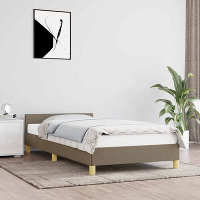 vidaXL - Bedframe - met - hoofdeinde - zonder - matras - 90x200 - cm - stof - taupe