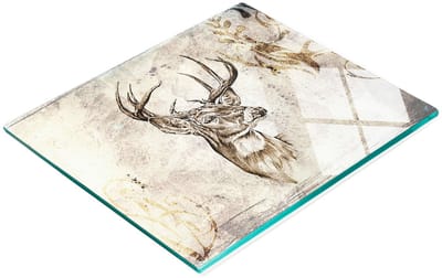 Duurzame en stijlvolle snijplank van gehard glas met hertenpatroon, 60x52 cm