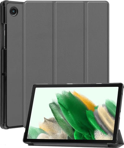 Hoes - Geschikt voor Samsung Galaxy Tab A8 - Dun & Stevig - Trifold Bookcase - Hard Cover - Hardcover Book Case - Tablet Hoesje - Grijs