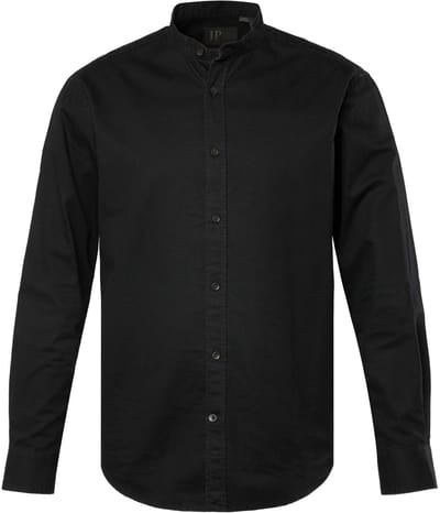 JP 1880 - Heren - Denim overhemd lange mouwen opstaande kraag Modern Fit - Zwart - Maat 8XL