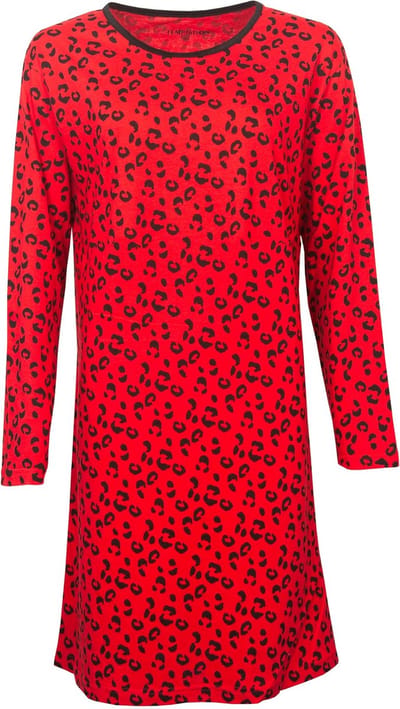 Temptation Dames Nachthemd - Bigshirt - Panterprint - Rood - Maat S