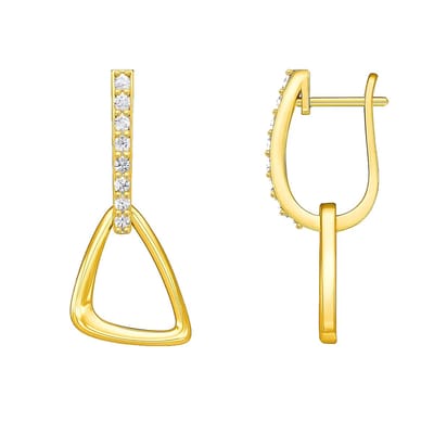 Goudkleurig Oorhangers - Oorbellen Dames goudkleurig - Verguld Oorhangers Dames - Luxe Geometrische Dangle Oorbellen Verguld - Verguld Echte Zilver 925 - Amona Jewelry