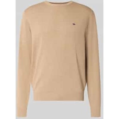 Fynch-Hatton Trui Solid Color O-Neck Superfine Cotton Taupe / male