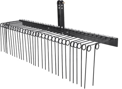 72" aanhangwagenhark, 32 stalen tanden, gazonverticuteermachine voor tractor, categorie 1, 3-puntsophanging, gazononderhoud voor bladeren, stro, gras