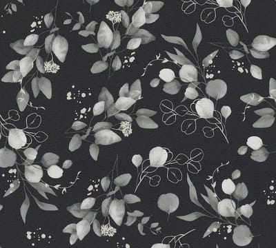 EUCALYPTUS TAKKEN BEHANG | Engelse Style - Zwart Grijs Zilver - A.S. Création Pure Elegance