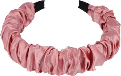 Haarsoires Haarband Diadeem 3cm – Gerimpelde Satijnen Stof – Roze - Comfortabel voor Dames & Meisjes - Universele Maat