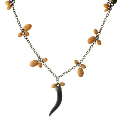 Behave - Lange ketting goudkleur met bruine accenten - Bohemian stijl