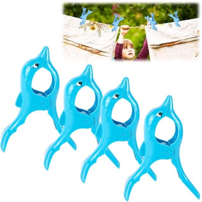 Dailygoods- Strandhanddoekklem - 4 Stuks - Antislip - Winddicht - Lichtgewicht - Robuust Kunststof - Dolfijn Vormgeving - Handdoekclip