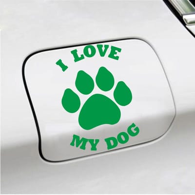 Bumpersticker - I Love My Dog - 13,9 X 9,3 - Groen