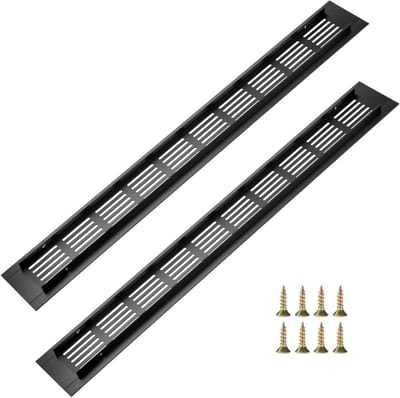 Ventilatieroosters - Luchtcirculatie roosters - Meubel ventilatie - Aluminium legering - 400x50mm - Zwart