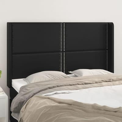 vidaXL - Hoofdbord - met - randen - 147x16x118/128 - cm - kunstleer - zwart