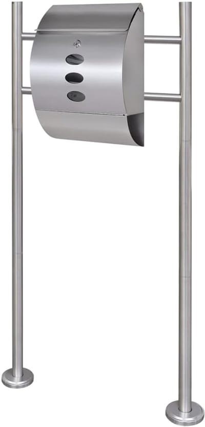 Brievenbus met standaard - Postbus buiten - Post ontvangen - Inclusief krantenhouder - 30x12x40 cm - Roestvrij staal